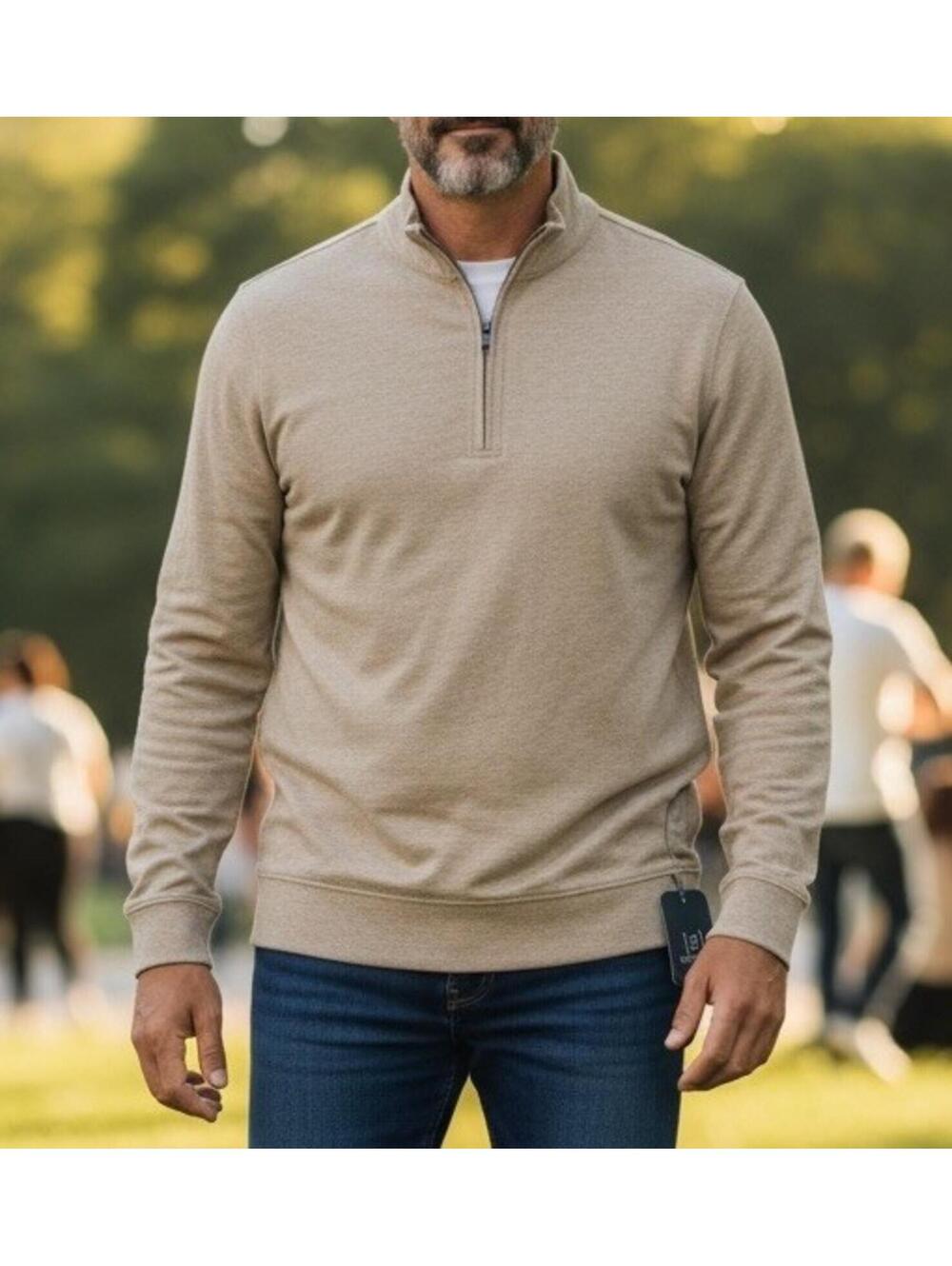 George Mens GE QTR Zip Pullover  Sandstorm Heather. Small. Sweatshirt. NWT